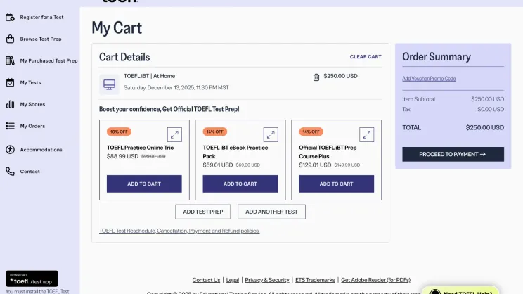Как сдать TOEFL в России в 2026 году, инструкция по регистрации и оплате | Изображение №6